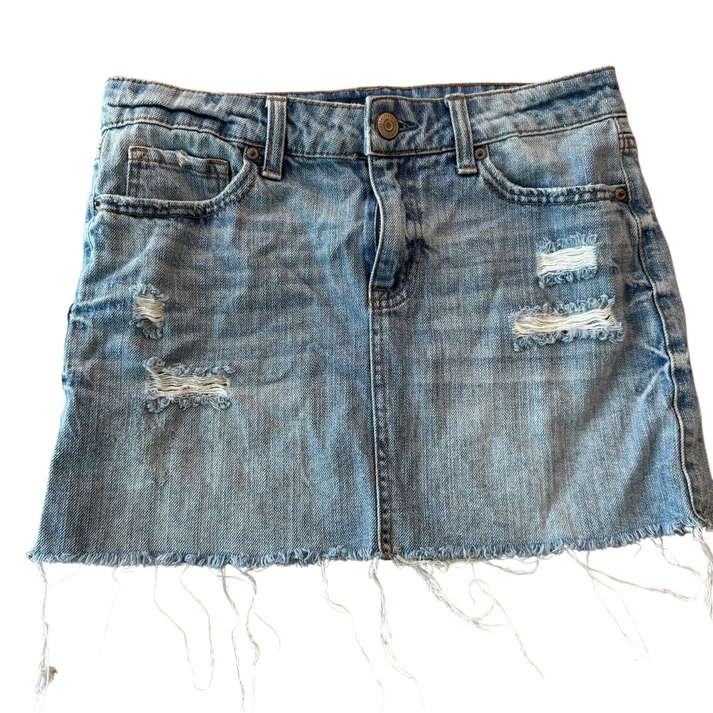 Aeropostale Distressed Raw Hem Denim Mini Skirt - Size 4